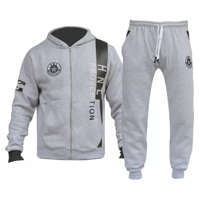 Boys Girls Tracksuit HNL Projection Print Grey Hoodie & Botom Jogging Suit 7-13Y