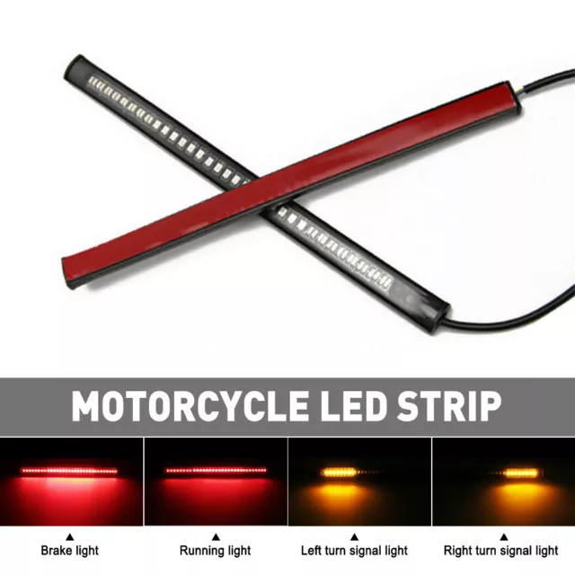 1/2Set Motorcycle LED LED Flexible Strip Stop Turn Brake Signals Running Lights