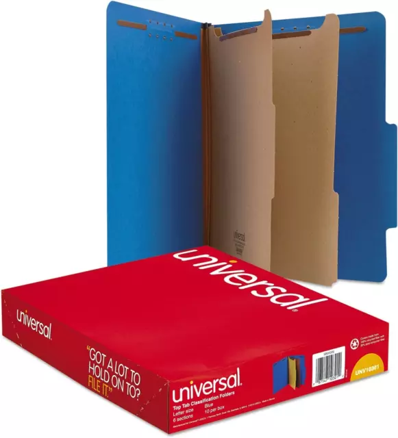 UNV10301 Bright Colored 2-Divider Letter Size Pressboard Classification Folders