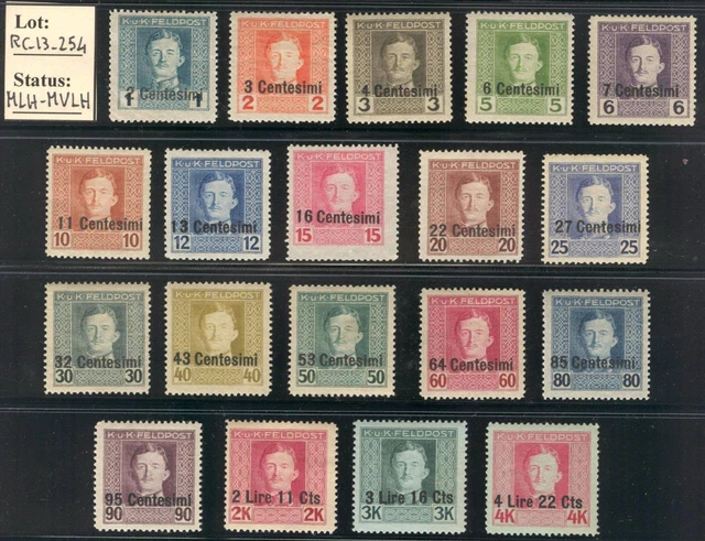 RC_13_254 KINGDOM. 1918 OCCUPAZIONE AUSTRIACA 1st set. Scott N1-N19. MLH-MVLH