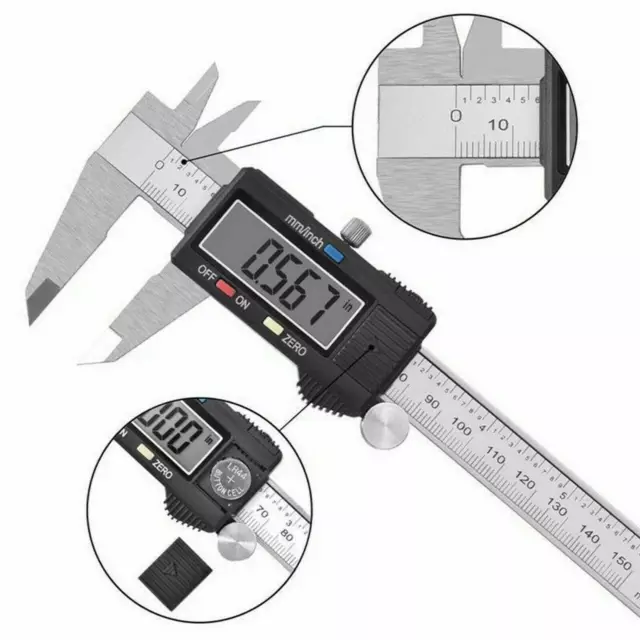 LCD Metal Digital Gauge Vernier Caliper Electronic Micrometer Tool 150mm/6" NEW