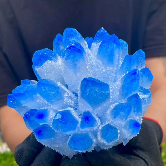 2.13LB New Find sky blue Phantom Quartz Crystal Cluster Mineral Specimen Healing 12
