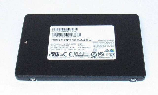 SAMSUNG PM883 1.92TB SSD SATA 6.0Gbps 2.5