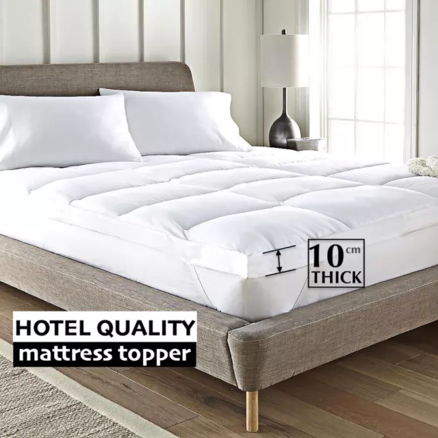 Hotel Quality Mattress Topper 10cm Deep Thick All Sizes Single Double King Super