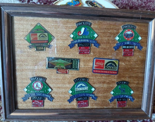 Lot of 8 Collectible Colorado Rockies Coca Cola Logo Pins