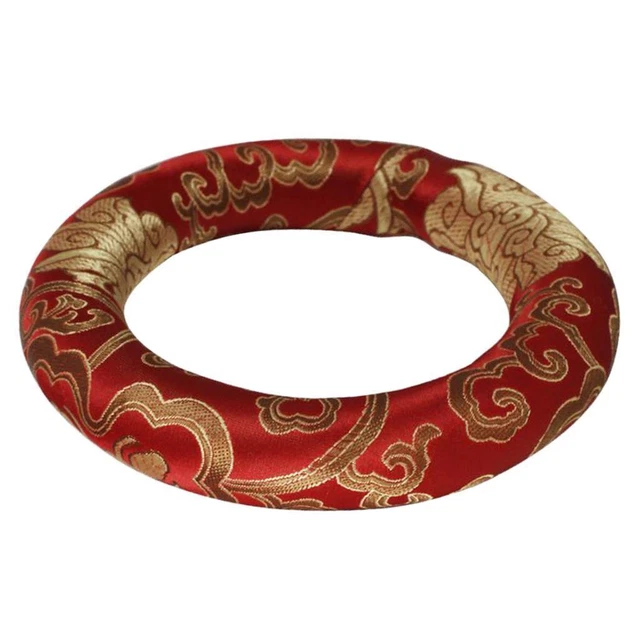 bol chantant rond tibétain rond fait main coussin oreiller anneau 17cm rouge