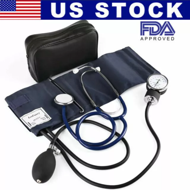 Aneroid Sphygmomanometer Kit Manual Blood Pressure BP Adult M Cuff & Stethoscope