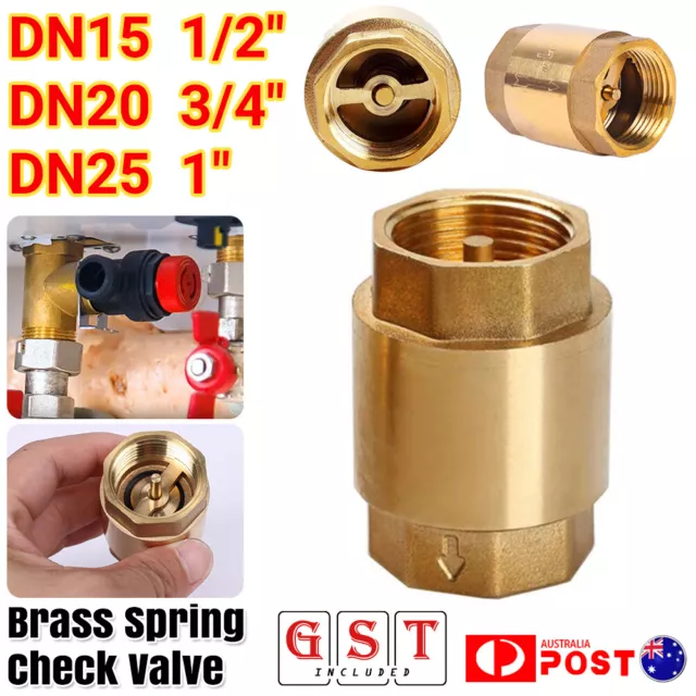 Brass Spring Check Valve 15-25MM 1/2" 3/4" 1" Check Valve One-Way Valve