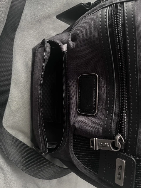 Tumi Mens Crossbody Bag Black Alpha Bravo Barstow Nylon Travel Zipper Logo Strap 3