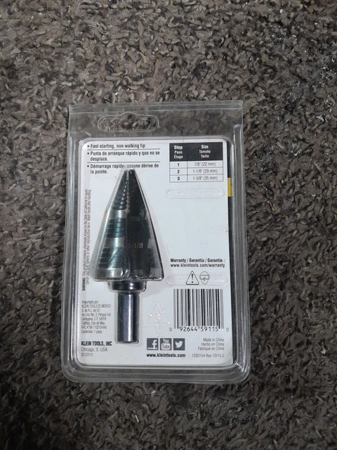Klein Tools KTSB15 Step Drill Bit #15   7/8", 1-1/8", 1-3/8" NEW 2