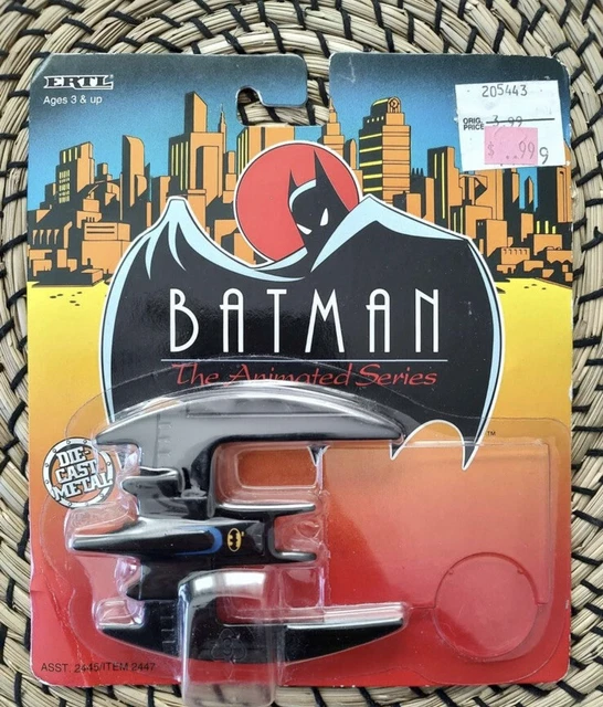 VINTAGE 1993 BATMAN The Animated Series DieCast Metal Bat Plane ERTL