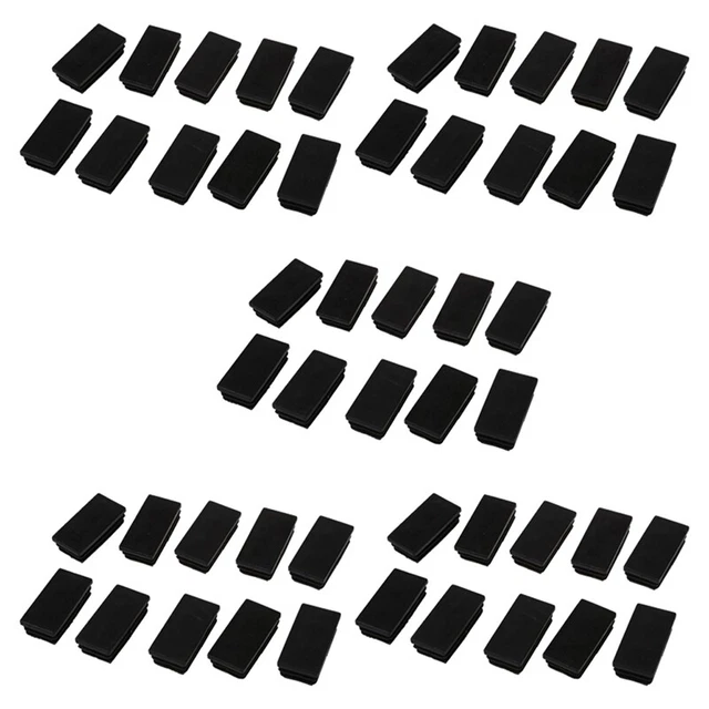 50 Pz Nero Tubo Rettangolo in Plastica Inserisce Il Tappo di Chiusura Final R3H4