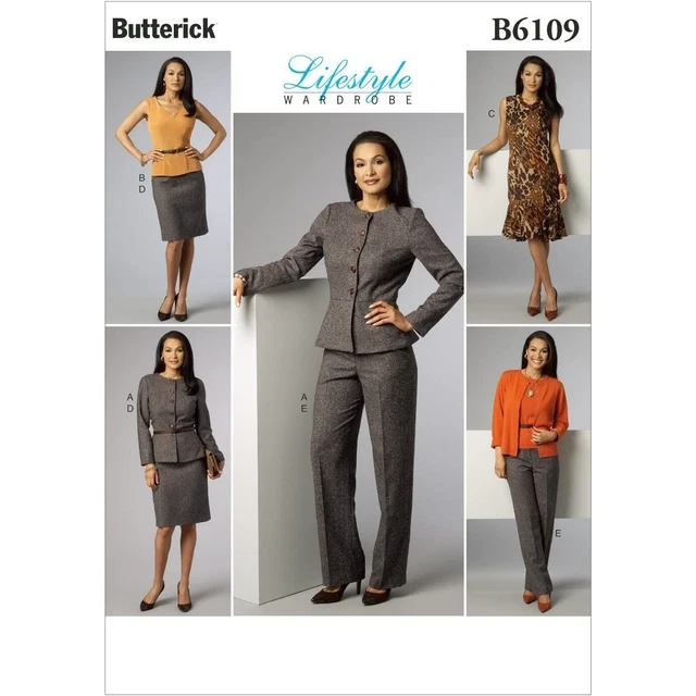 Butterick Sewing Pattern 6109 Jacket Top Dress Skirt Pants Misses Size 6-14