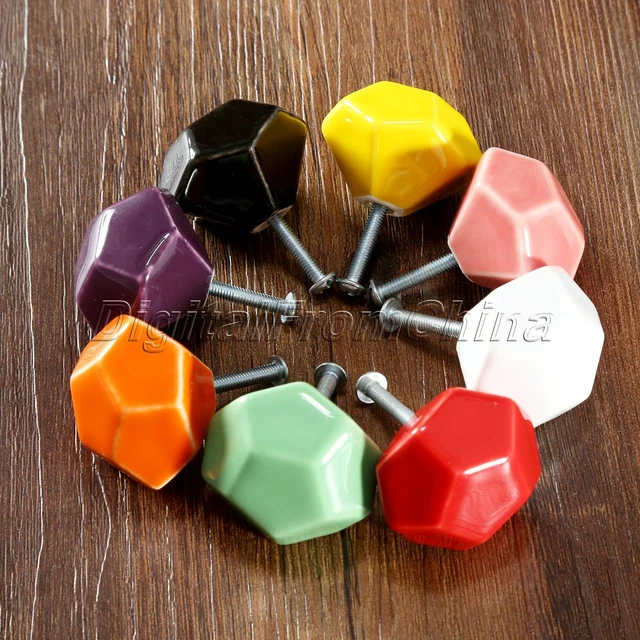 Vintage Ceramics Diamond Shape Drawer Knob Cabinet Cupboard Door Pull Handle
