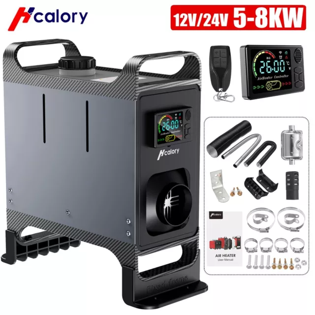 Hcalory 5KW-8KW Diesel Air Heater Updated Control Thermostat Caravan Car 12V 24V