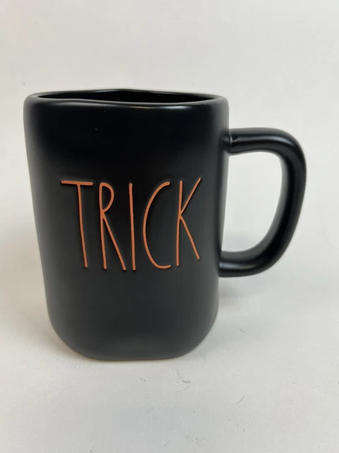 Rae Dunn Trick Treat Black Double Sided Coffee Halloween Mug New