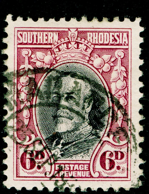 RHODESIA SG20, 6d black & magenta, FINE USED, CDS. PERF 12.