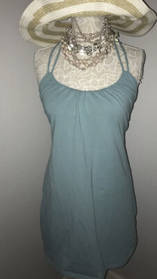 VICTORIAS SECRET~BRA TOPS HALTER DRESS~BIKINI Cover-Up~BEACH SWIM MEDIUM M~AQUA