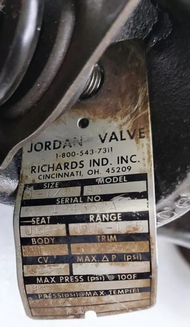 JORDAN VALVE Modèle 80 3.8cm Température Régulateur (Accéléré) 3