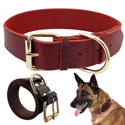 Soft Plain Leather Dog Collar Adjustable Heavy Duty for Pitbull French bulldog