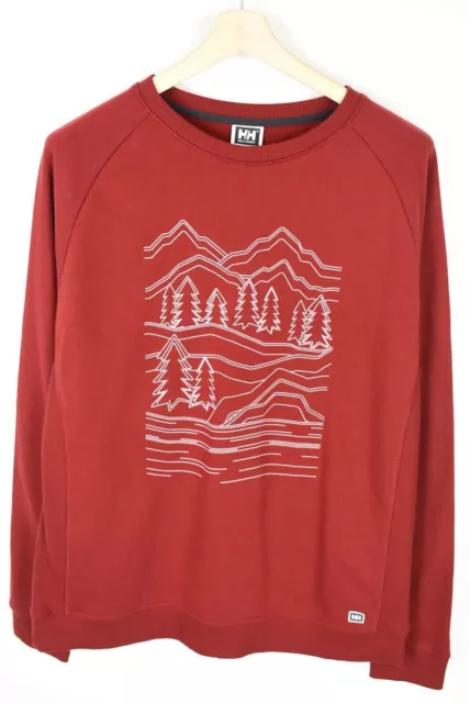 HELLY HANSEN  Sweatshirt Men's 2XL Pullover Crew Neck Patterned Red