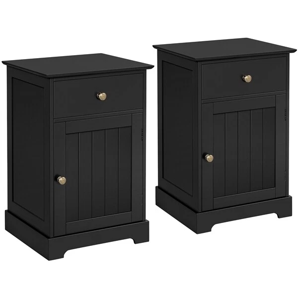 WOLTU Lot De 2 Tables De Chevet Rétro Avec 2 Tiroirs - Blanc MDF, Design Classique