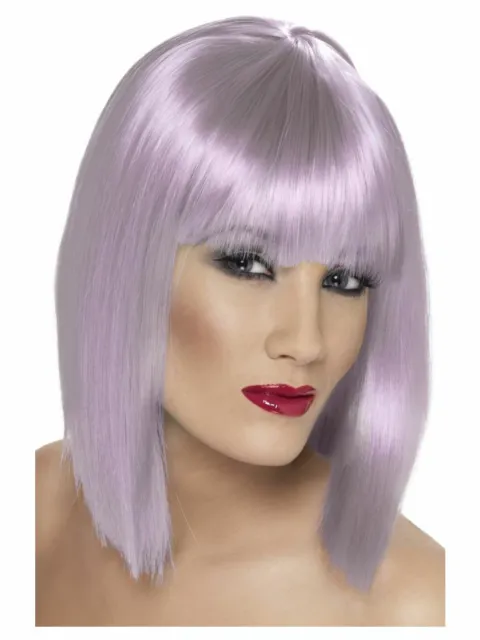 Smiffys Glam Wig Short Blunt with Fringe - Lilac