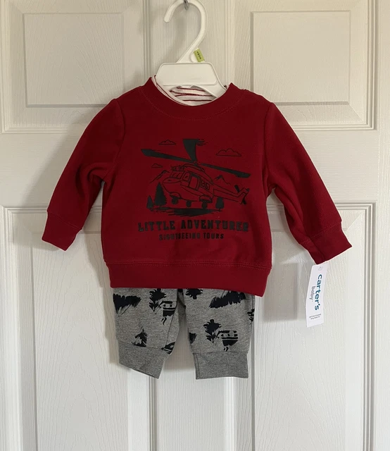 New Infant Baby Boy Clothes Carters 3 Months Bodysuit Sweatshirt Pants Set 5