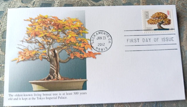 JAPANESE BONSAI TRIDENT MAPLE   miniature TREE 2012 FLEETWOOD CACHET FDC UNADDR