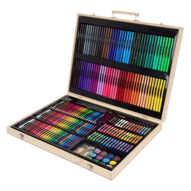 Coffret de peinture 220 pièces pastel à l'huile crayons de cire feutres pinceaux