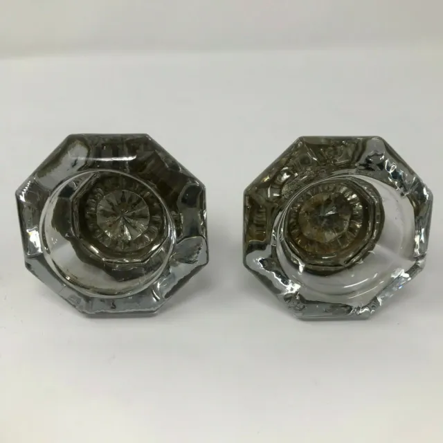 Antique Glass Crystal Unique Inset Door Knobs (2 knobs)