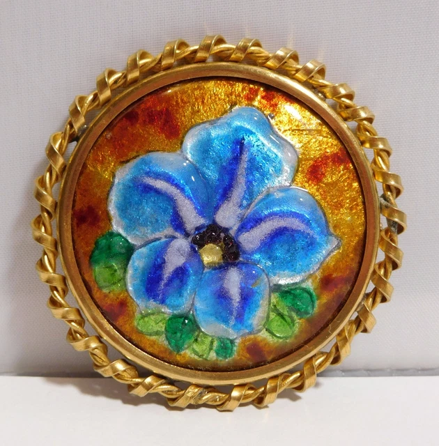 Ancienne Broche émaillée Limoges Signée Sazerat - Très Bon état