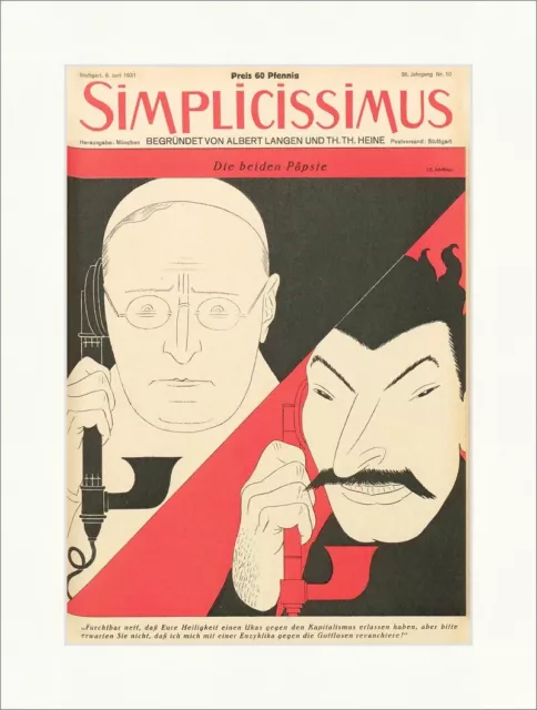 Titelseite der Nummer 10 von 1931 Erich Schilling Papst Simplicissimus 1855