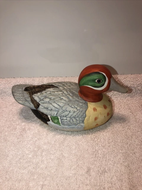 Vintage Green Winged Teal Duck Figurine 6 In. Long, Mann