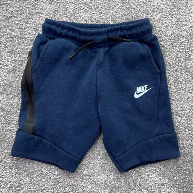 Nike Shorts Boys 6 M Tech Pack Fleece Blue Jogger Sportswear Logo Youth Kid B204