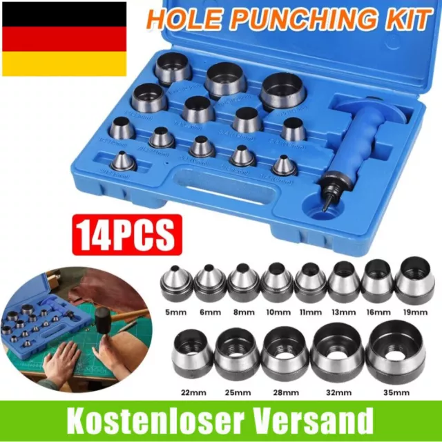 Locheisen Hohllocher Leder Lochstanzer 5-35mm Satz 14Pcs/set Stanzeisen