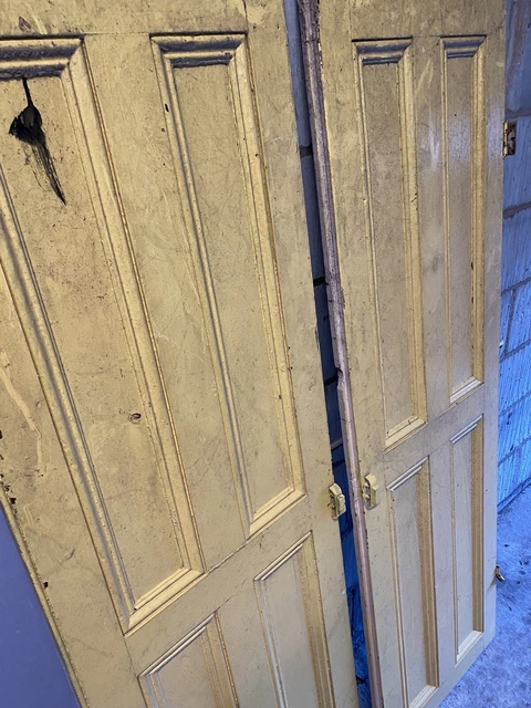 Victorian Reclaimed Cupboard Alcove 4 Panel / Panelled Doors x2 2