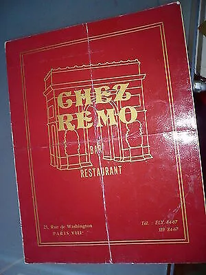 Restaurant Menu At Remo Paris 1960