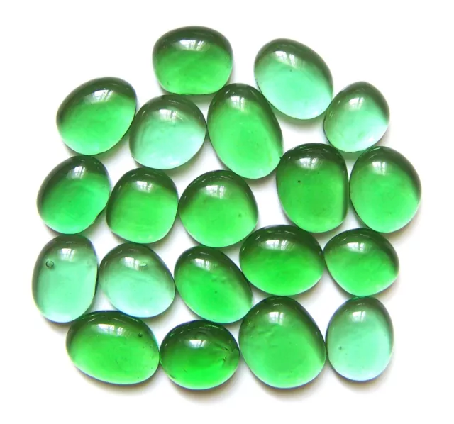 20 x Shades of Green Mosaic Pebbles Glass Stones - Assorted Shapes & Sizes