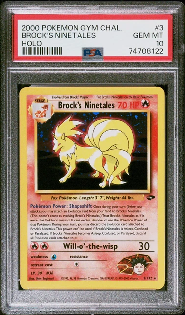 PSA 10 Pokemon Brock's Ninetales 3/132 Holo Gym Challenge Graded PRISTINE GEM MT