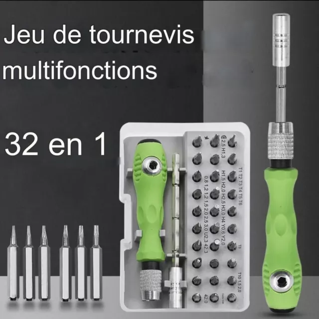 Vinabo Jeu Tournevis de Précision 32 en 1- Mini Set Tournevis Magnétique  Bricolage Electronique de Réparation Kit, Outil Informatique pour PC