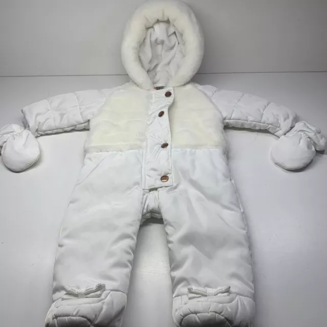 Ted Baker Girls Faux Fur Snowsuit, Baby 3-6 Months, White