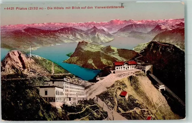 10393394 - Kriens Pilatus Die Hotels mit Blick auf den Vierwaldstaettersee 1912