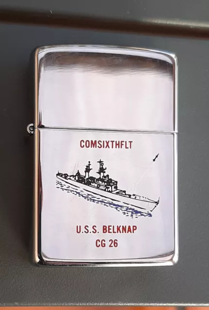 1989 BRIQUET ZIPPO USS BELKNAP US NAVY Marine USA CG 26 ORIGINAL VINTAGE