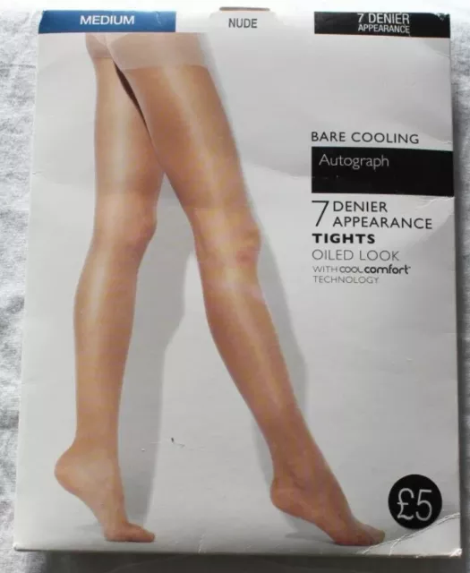 MARKS & SPENCER Bare Cooling Oiled Look Tights Nude Medium 7