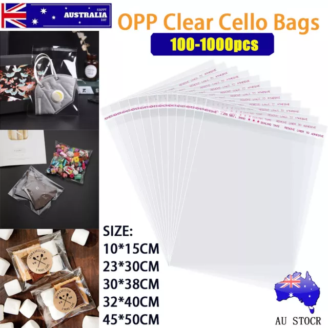 100-1000 OPP Plastic Clear Bags Self Adhesive Cellophane Resealable Candy Cookie