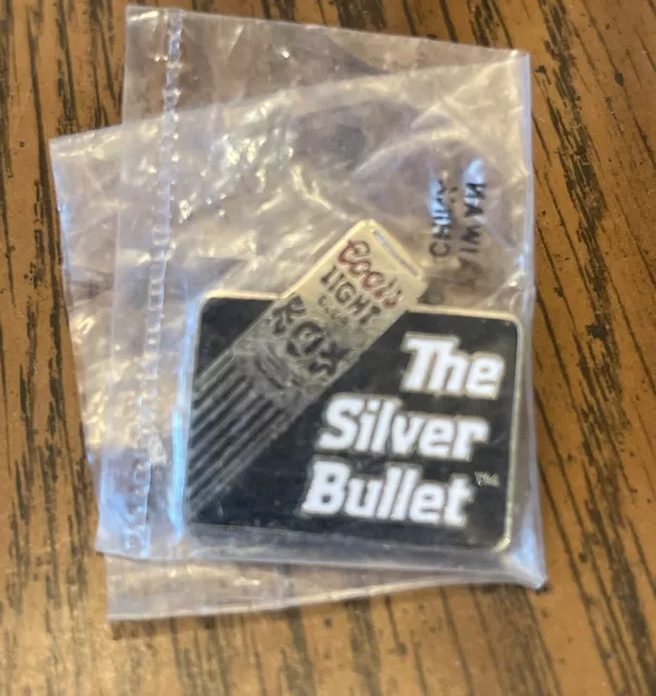 Vintage SILVER BULLET Coors Light Beer Pin Button Advertising Lapel Hat Tie