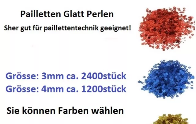 Pailletten Glatt Perlen  Ø  3 ~ 4mm Schmuck Kleidung 1200 ~ 2400stk Farbauswahl 2