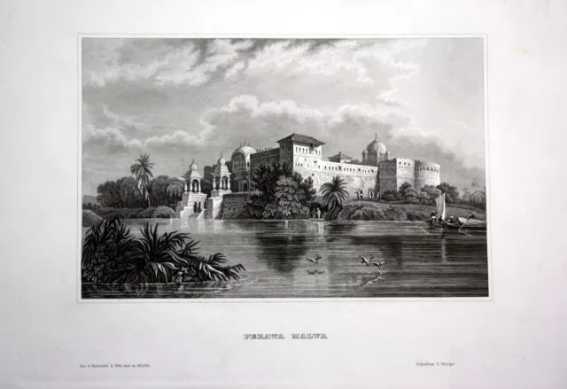 1840 - Palast Perawa Malwa Bengalen Indien India Asien engraving Stahlstich