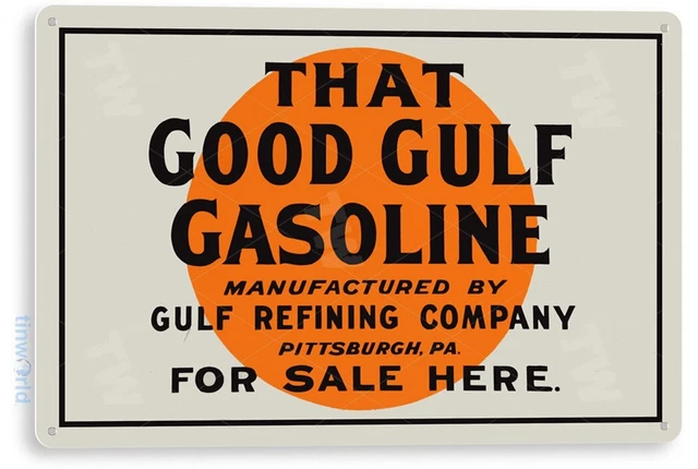 Retro Gas Station Sign Gulf Oil Logo Gasoline Metal Sign Motor Oil Gas ...